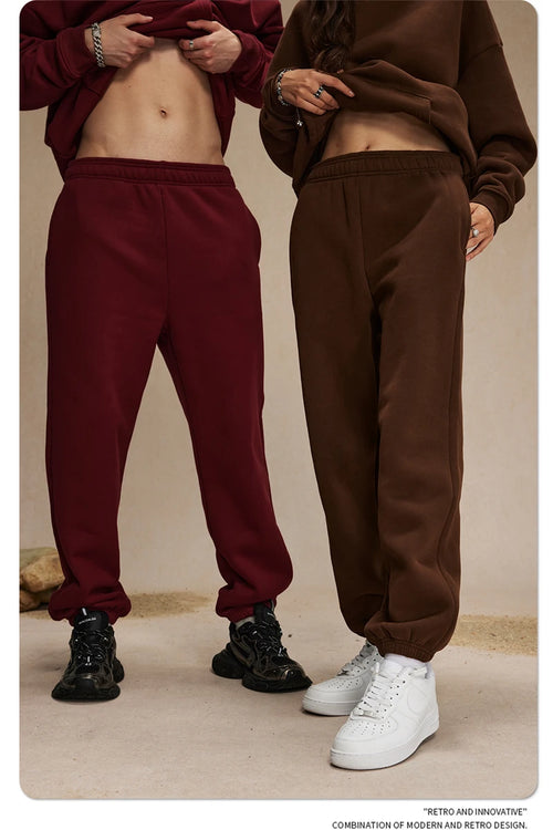Obsidian Phoenix Unisex Luxury Solid Fleece Sweatpants - 400gsm Basic Loose-Fit Warm Joggers