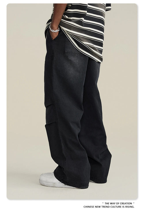 Obsidian Phoenix Unisex Luxury Monkey Washed Cotton Jogger Pants - 270gsm Loose-Fit High Street Cargo Trousers