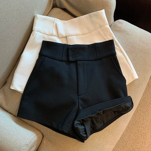 Celestial Comfort High-Waisted A-Line Shorts - Black Slim Fit, Harajuku-Inspired Hot Girl Casual Wear - Celestial Comfort Clothing