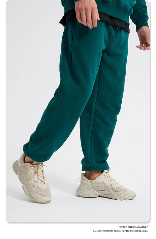 Obsidian Phoenix Unisex Luxury Fleece Sweatpants - 360gsm Loose-Fit Knitted Solid Tracksuit Pants