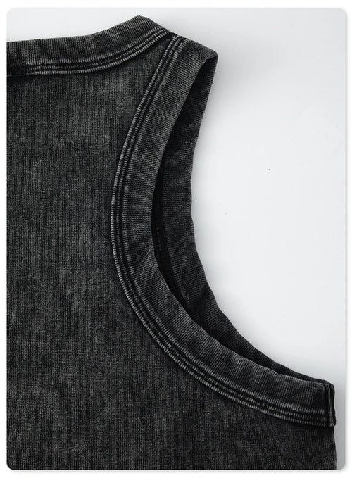 Obsidian Phoenix Women's Luxury Washed Cotton Tank Top - 315gsm Slim-Fit Pleated Arc-Hem Camisole