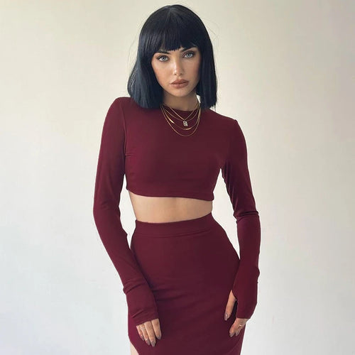 Obsidian Phoenix Women's Luxury Pullover Crop Top and High-Split Skirt Set