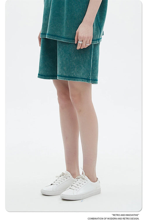 Obsidian Phoenix Unisex Luxury Batik Washed Shorts - 400gsm High Street Knee-Length Cotton Shorts