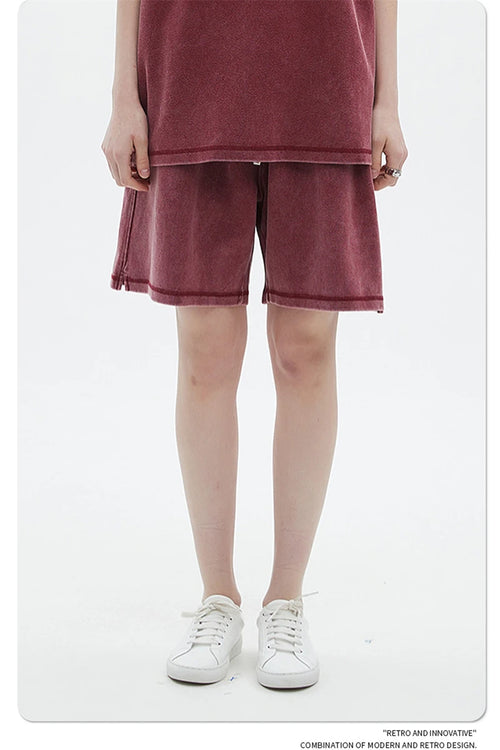 Obsidian Phoenix Unisex Luxury Batik Washed Shorts - 400gsm High Street Knee-Length Cotton Shorts