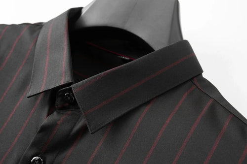 Obsidian Phoenix Luxury Striped Business Shirt - High-End Loose-Fit Men’s Casual Dress Shirt in Sizes Up to 8XL