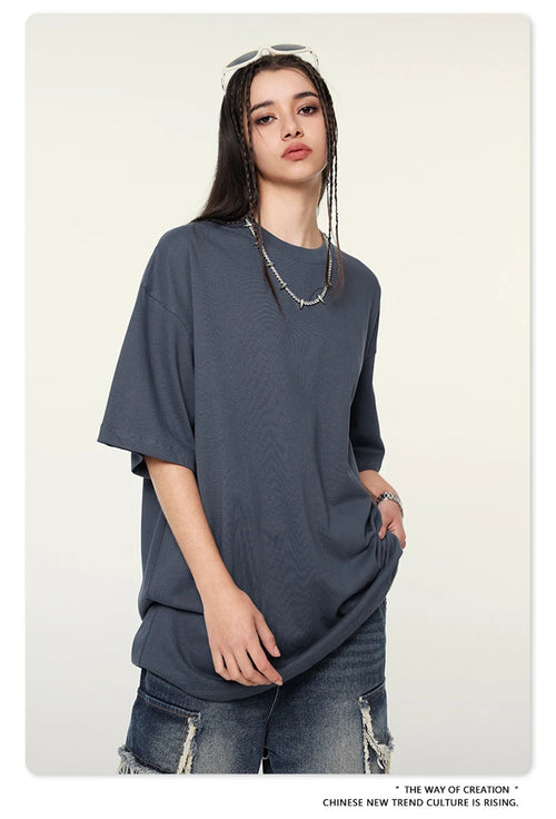 Obsidian Phoenix Unisex Luxury Heavyweight T-Shirt - 345gsm Solid Loose-Fit 100% Cotton Basic Tee