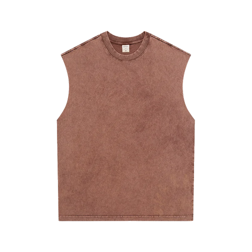 Obsidian Phoenix Unisex Luxury Batik Washed Tank Top - 250gsm Retro Loose-Fit Sleeveless Sport Tee