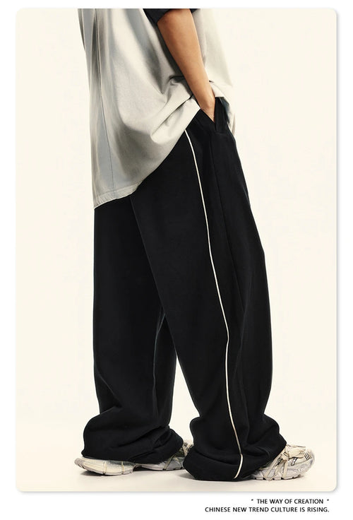 Obsidian Phoenix Unisex Luxury 100% Cotton Pants - 380gsm Oversized Straight-Leg Loose Trousers