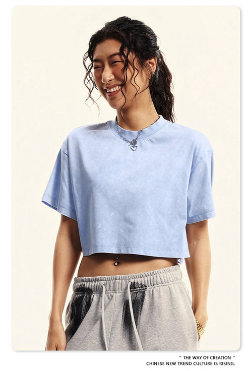 Obsidian Phoenix Luxury Women's Washed Crop T-Shirt