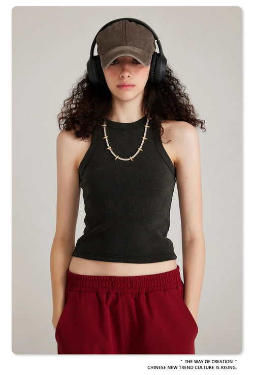 Obsidian Phoenix Women's Luxury Washed Cotton Tank Top - 315gsm Sexy Sleeveless Camisole