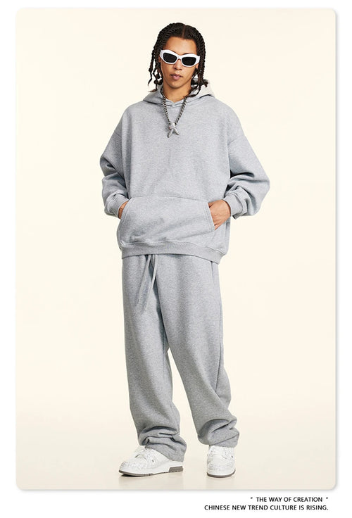 Obsidian Phoenix Unisex Luxury Solid Fleece Hoodie - 420gsm Retro Relaxed-Fit Warm Hooded Pullover