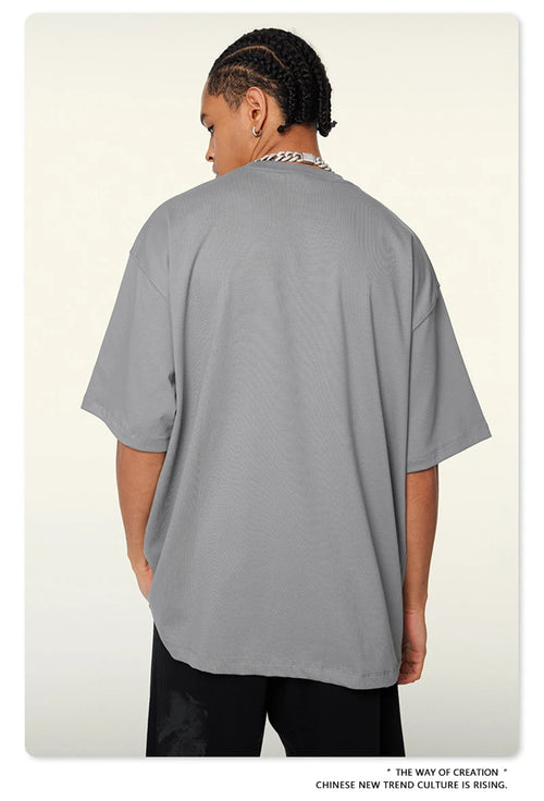 Obsidian Phoenix Unisex Luxury Heavyweight T-Shirt - 345gsm Solid Loose-Fit 100% Cotton Basic Tee