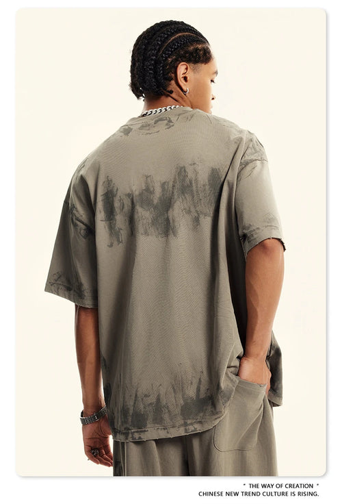 Obsidian Phoenix Unisex Luxury Paint Washed T-Shirt - 305gsm High Street Cotton O-Neck Tee