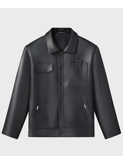 Obsidian Phoenix Luxury Business Casual Leather Jacket - High-End Loose-Fit Men’s Leather Coat in Sizes Up to 8XL