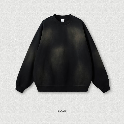 Obsidian Phoenix Unisex Luxury Gradient Fleece Sweatshirt - 375gsm Monkey Washed O-Neck Loose-Fit Pullover