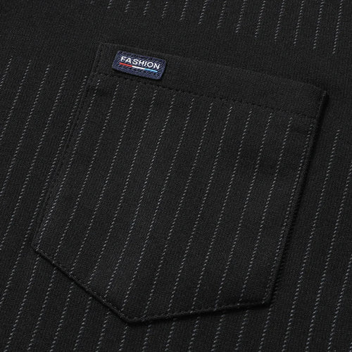Obsidian Phoenix Luxury Striped Polo Shirt with Pocket - High-End Loose-Fit Business Casual Men’s Shirt in Sizes Up to 8XL