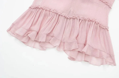 Celestial Comfort Ruffled Front Tie Tank Top - Semi-Sheer, Backless with Thin Straps, Sexy Women’s Camisole - Celestial Comfort Clothing