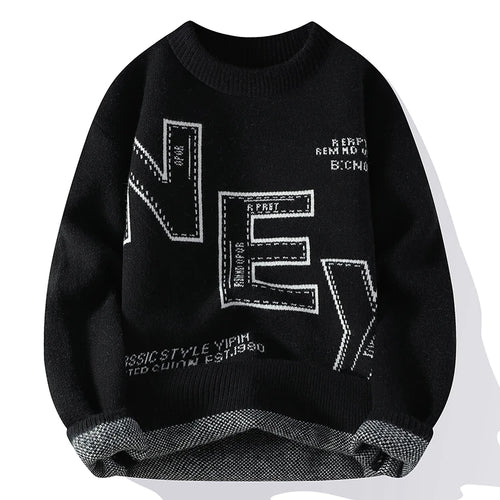 Obsidian Phoenix Luxury Cashmere Sweater - High-End Thick Warm Korean Style Men’s Pullover Knitwear
