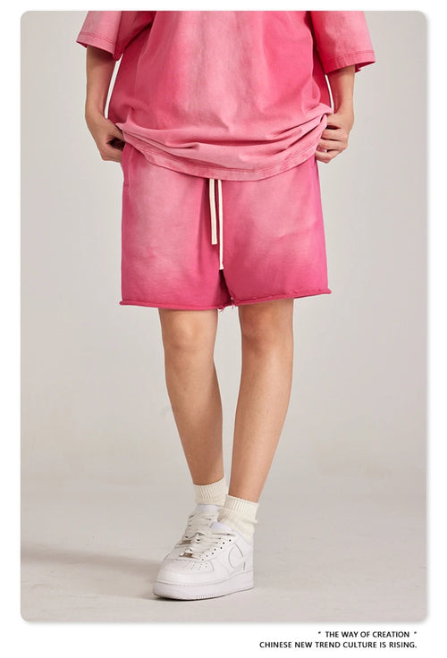 Obsidian Phoenix Unisex Luxury Solid Cotton Shorts - High Street Side-Slit Knee-Length Pants