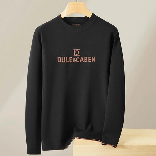 Obsidian Phoenix  {Dule & Caben} Luxury Wool Letter-Printed Sweater - Top-Grade Loose-Fit Men’s Christmas Jumper in Sizes Up to 8XL