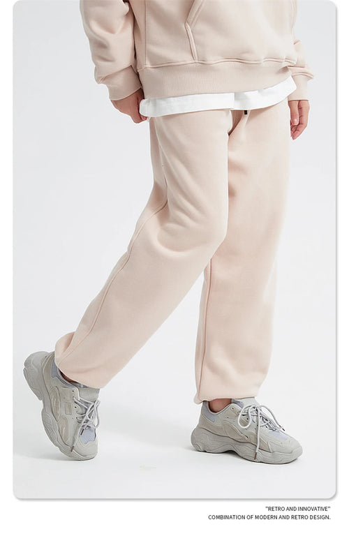 Obsidian Phoenix Unisex Luxury Fleece Sweatpants - 360gsm Loose-Fit Knitted Solid Tracksuit Pants