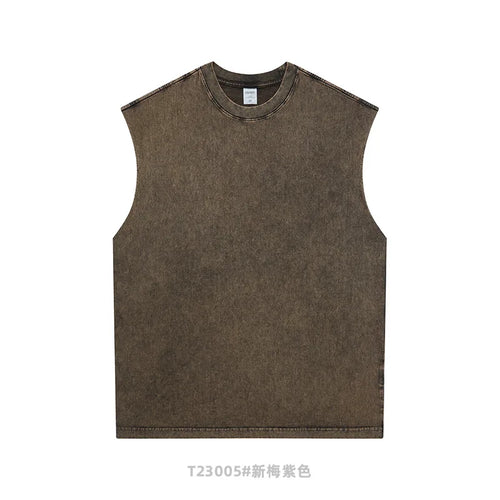 Obsidian Phoenix Unisex Luxury Batik Washed Tank Top - 250gsm Retro Loose-Fit Sleeveless Sport Tee