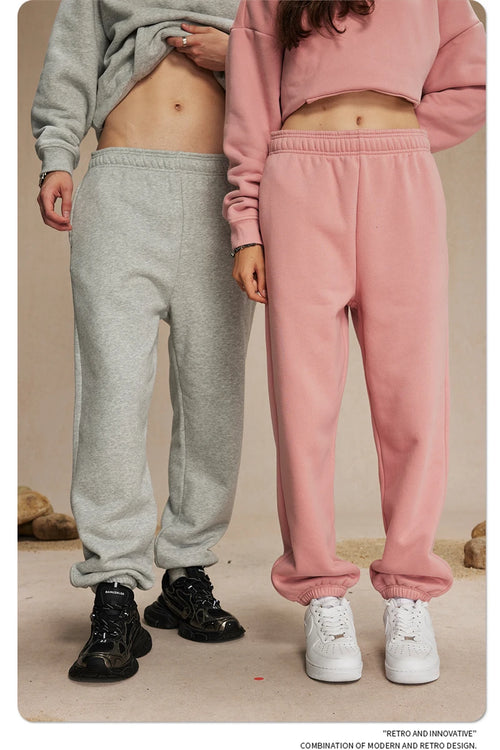 Obsidian Phoenix Unisex Luxury Solid Fleece Sweatpants - 400gsm Basic Loose-Fit Warm Joggers