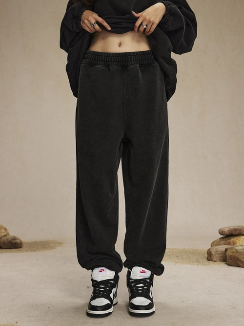 Obsidian Phoenix Unisex Luxury Washed Sweatpants - 450gsm Vintage Heavyweight Distressed Joggers