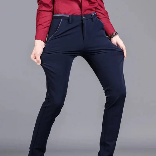 Obsidian Phoenix Men's Elastic Straight Pants - Business Casual Formal Trousers