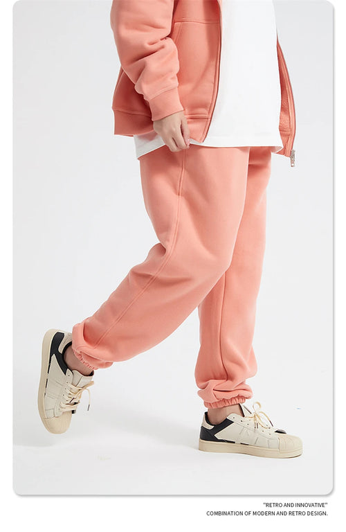 Obsidian Phoenix Unisex Luxury Fleece Sweatpants - 360gsm Loose-Fit Knitted Solid Tracksuit Pants