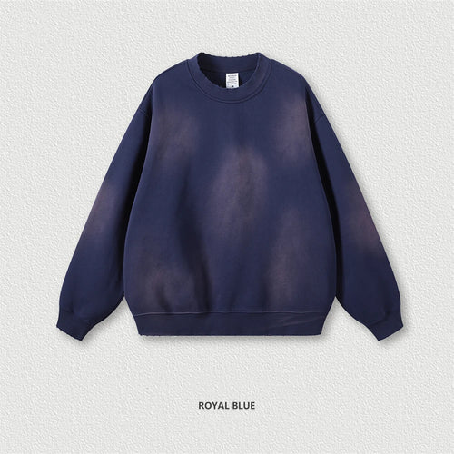 Obsidian Phoenix Unisex Luxury Gradient Fleece Sweatshirt - 375gsm Monkey Washed O-Neck Loose-Fit Pullover