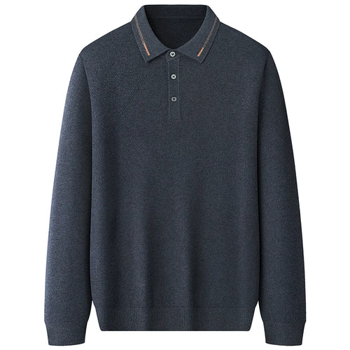 Obsidian Phoenix Luxury 100% Wool Lapel Sweater - Top-Grade Soft Warm Men’s Long Sleeve Pullover Jumper in Sizes Up to 8XL
