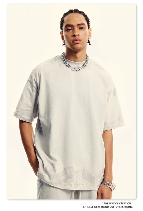 Obsidian Phoenix Unisex Luxury Paint Washed T-Shirt - 305gsm High Street Cotton O-Neck Tee