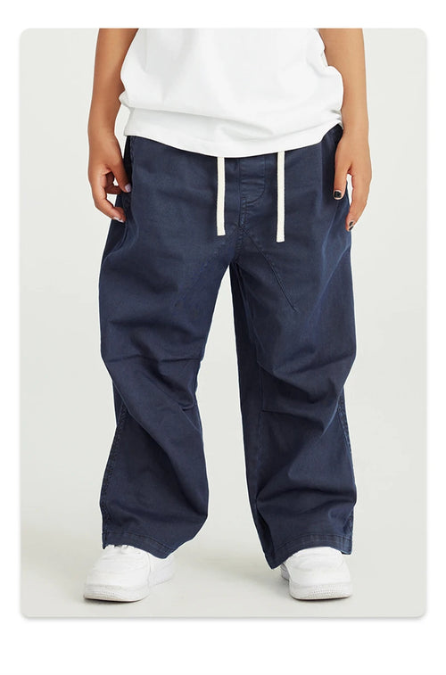 Obsidian Phoenix Luxury Double Knee Cotton Pants - Boys and Girls American Retro Loose Fit Adjustable Carpenter Pants (240gsm)