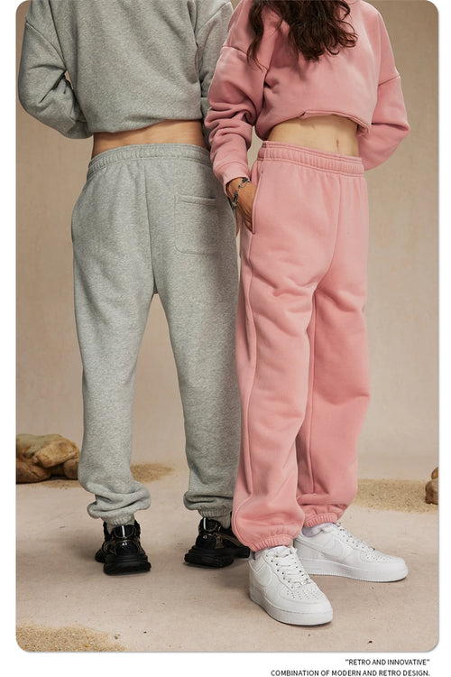 Obsidian Phoenix Unisex Luxury Solid Fleece Sweatpants - 400gsm Basic Loose-Fit Warm Joggers