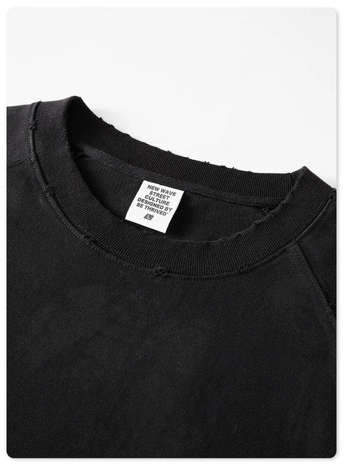 Obsidian Phoenix Unisex Luxury Raglan Sleeve T-Shirt - 365gsm Washed Cotton Loose-Fit Full-Sleeve Retro Tee