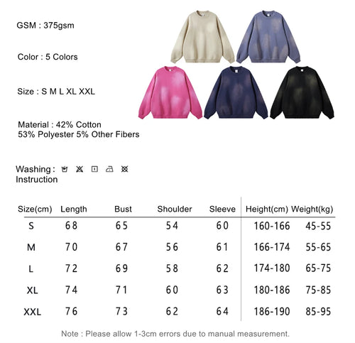 Obsidian Phoenix Unisex Luxury Gradient Fleece Sweatshirt - 375gsm Monkey Washed O-Neck Loose-Fit Pullover