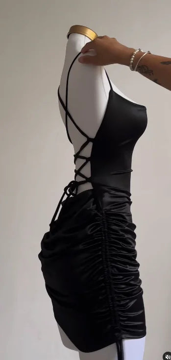 Obsidian Phoenix Women's Luxury Halter Lace-Up Dress