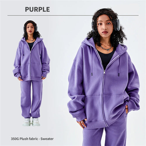 Obsidian Phoenix Luxury 350gsm Fleece Sweatpants and Zipper Hoodie Set