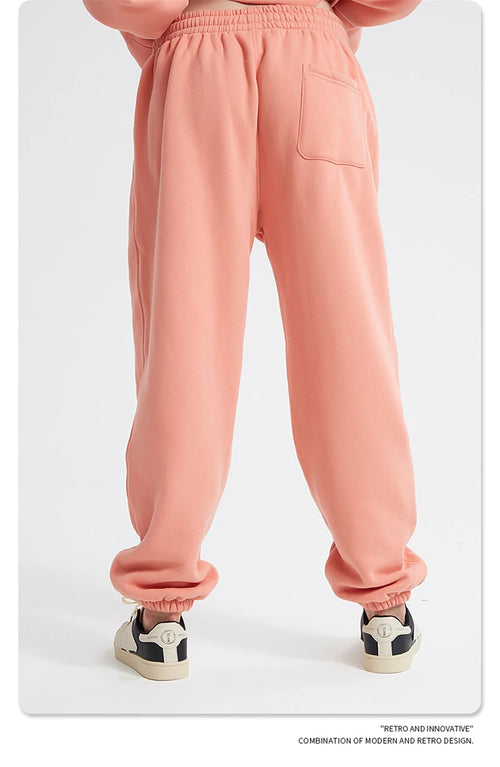 Obsidian Phoenix Unisex Luxury Fleece Sweatpants - 360gsm Loose-Fit Knitted Solid Tracksuit Pants