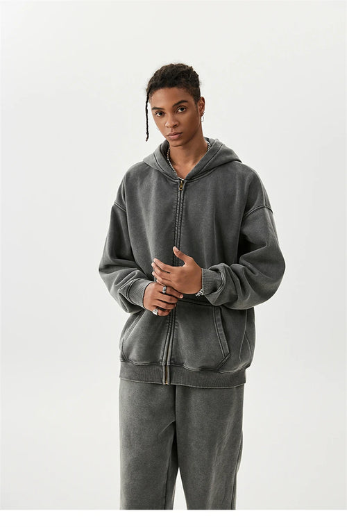 Obsidian Phoenix LuxuryWashed Fleec Hoodie - Oversized Sleeve 355gsm Winter Pullover