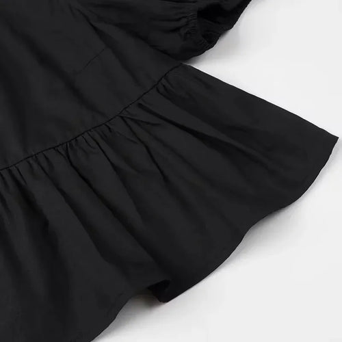 Obsidian Phoenix Women's Chic Lace-Up Blouse - Fashion Solid Hollow Out O-Neck Short Sleeve Casual Streetwear Top