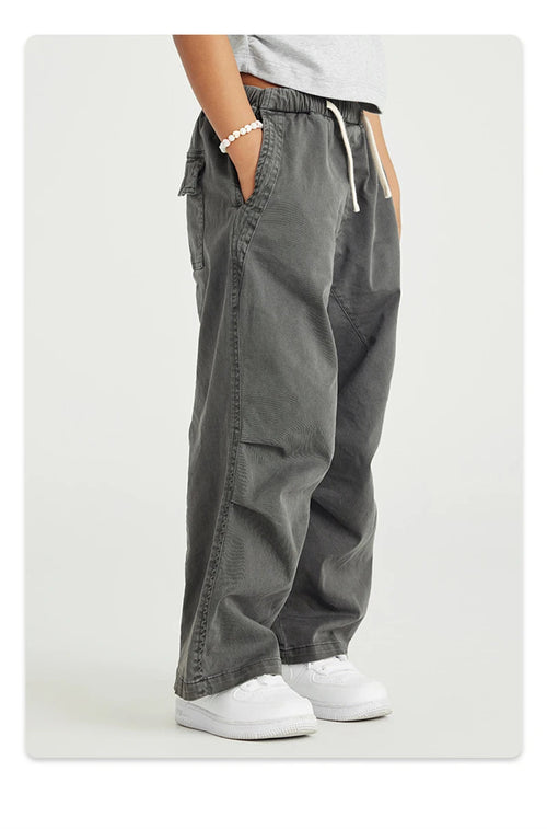 Obsidian Phoenix Luxury Double Knee Cotton Pants - Boys and Girls American Retro Loose Fit Adjustable Carpenter Pants (240gsm)
