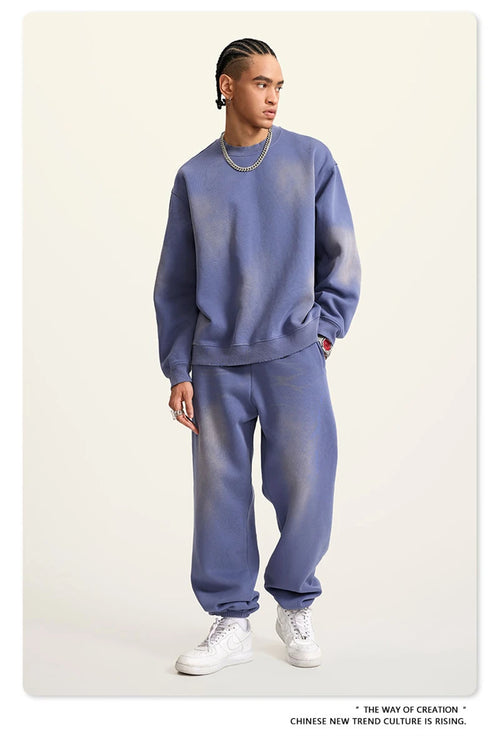 Obsidian Phoenix Unisex Luxury Gradient Fleece Sweatshirt - 375gsm Monkey Washed O-Neck Loose-Fit Pullover