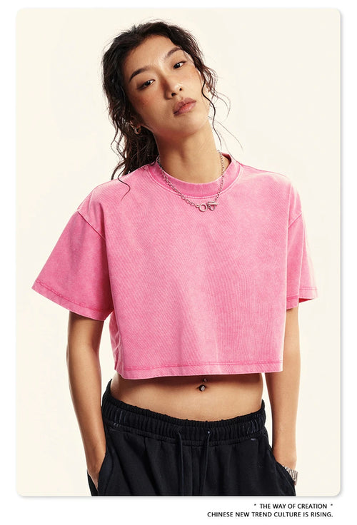 Obsidian Phoenix Luxury Women's Washed Crop T-Shirt