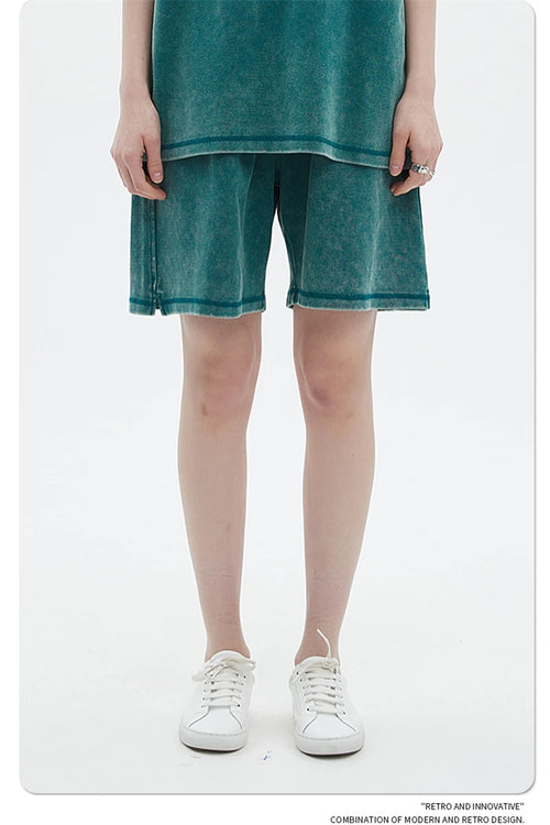 Obsidian Phoenix Unisex Luxury Batik Washed Shorts - 400gsm High Street Knee-Length Cotton Shorts