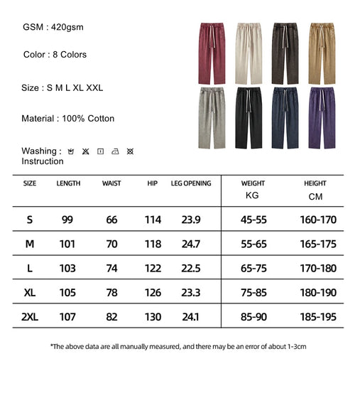 Obsidian Phoenix Unisex Luxury Batik Washed Pants - 420gsm Retro Loose-Fit Straight 100% Cotton Trousers