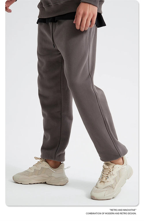 Obsidian Phoenix Unisex Luxury Fleece Sweatpants - 360gsm Loose-Fit Knitted Solid Tracksuit Pants