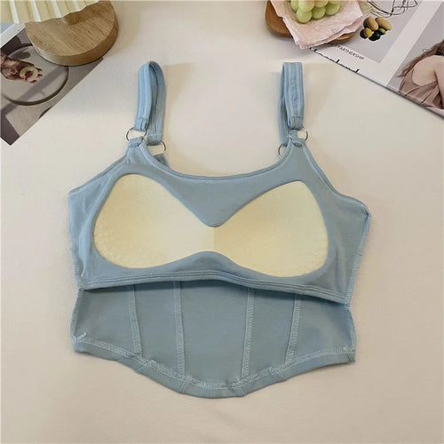 Celestial Comfort Striped Tank Top - Sexy Sleeveless Crop with Built-in Bra Pad, Solid Color Exposed Navel Style - Celestial Comfort Clothing