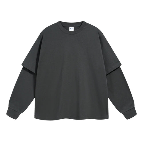 Obsidian Phoenix Unisex Luxury 2-Piece T-Shirt - 305gsm 100% Cotton Solid Full-Sleeve O-Neck Tee